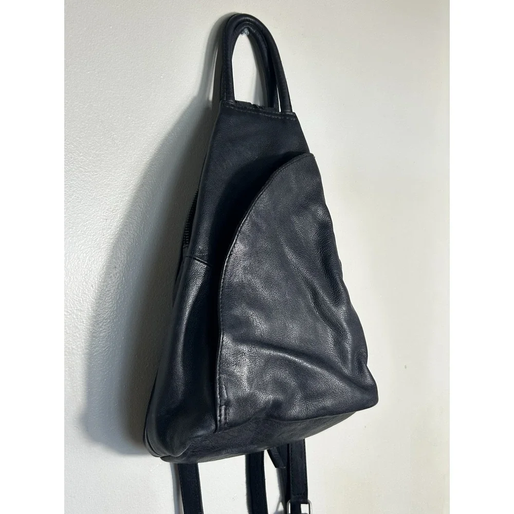 Free People Black Leather Backpack Satchel